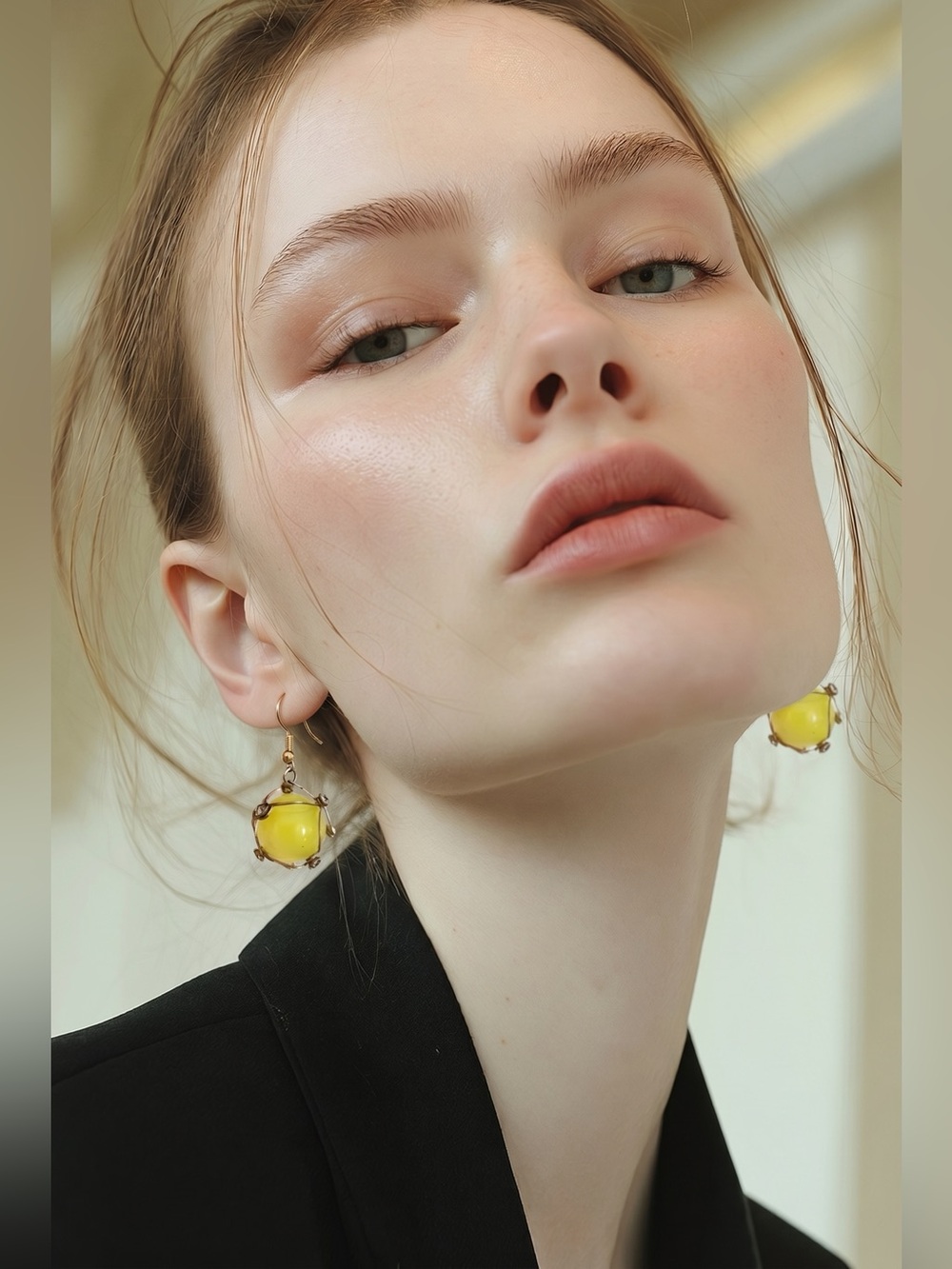 Yellow Ball Drop Earrings with wired crystals - fun Funky Women’s Jewelry